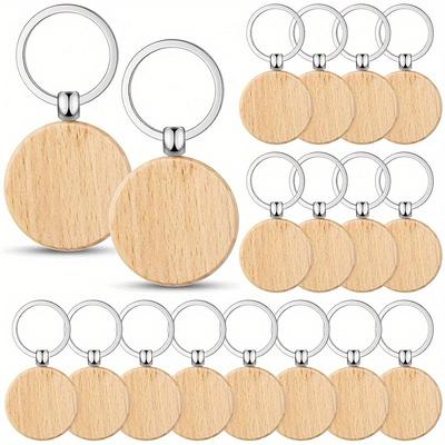 Holzrohlinge für Schlüsselanhänger mit Ringverschluss, Sortierte Holzschlüsselanhänger zum Selbergestalten, Basteln, Valentinstagsgeschenk, Damen Schlüsselanhänger-Set