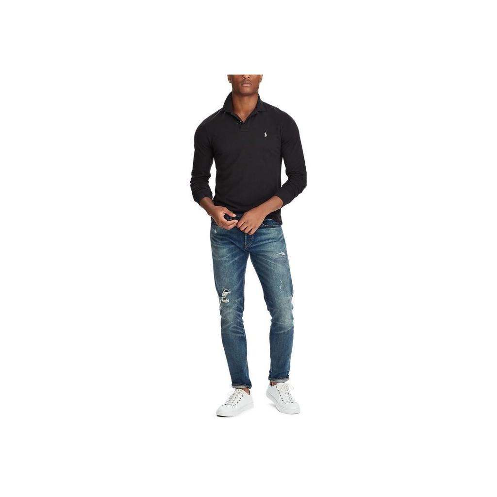 Polo Ralph Lauren Classic Solid Color Cotton Long Sleeve Polo Shirt Men tops Black MNPOKNI16820115-001