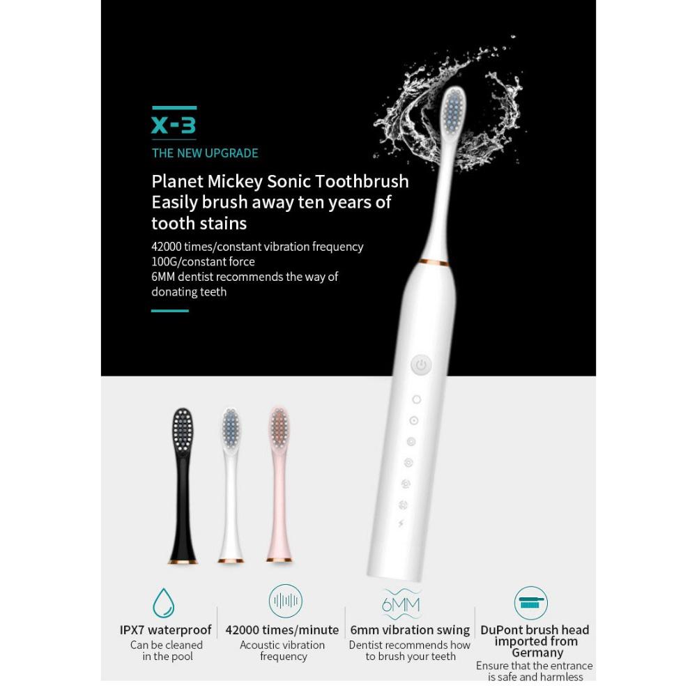 Мощная ультразвуковая электрическая зубная щетка для взрослых с 6 передачами — фото 9