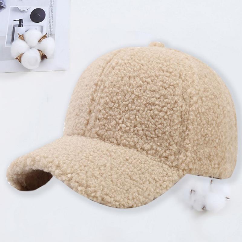 Autumn and Winter Lamb Wool Baseball Cap Warm Fashion Light Board Cap Embroidery Letter Hat