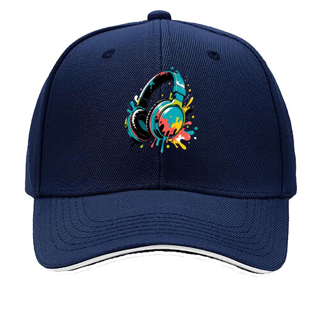 Abstract Neon Headphones Splash Artw Sandwich Baseball Cap Sun Cap Outdoor Workouts Hat