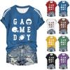 GAME DAY Women's Fashion Casual Short Sleeve Rugby Print Round Neck T-shirt Top
