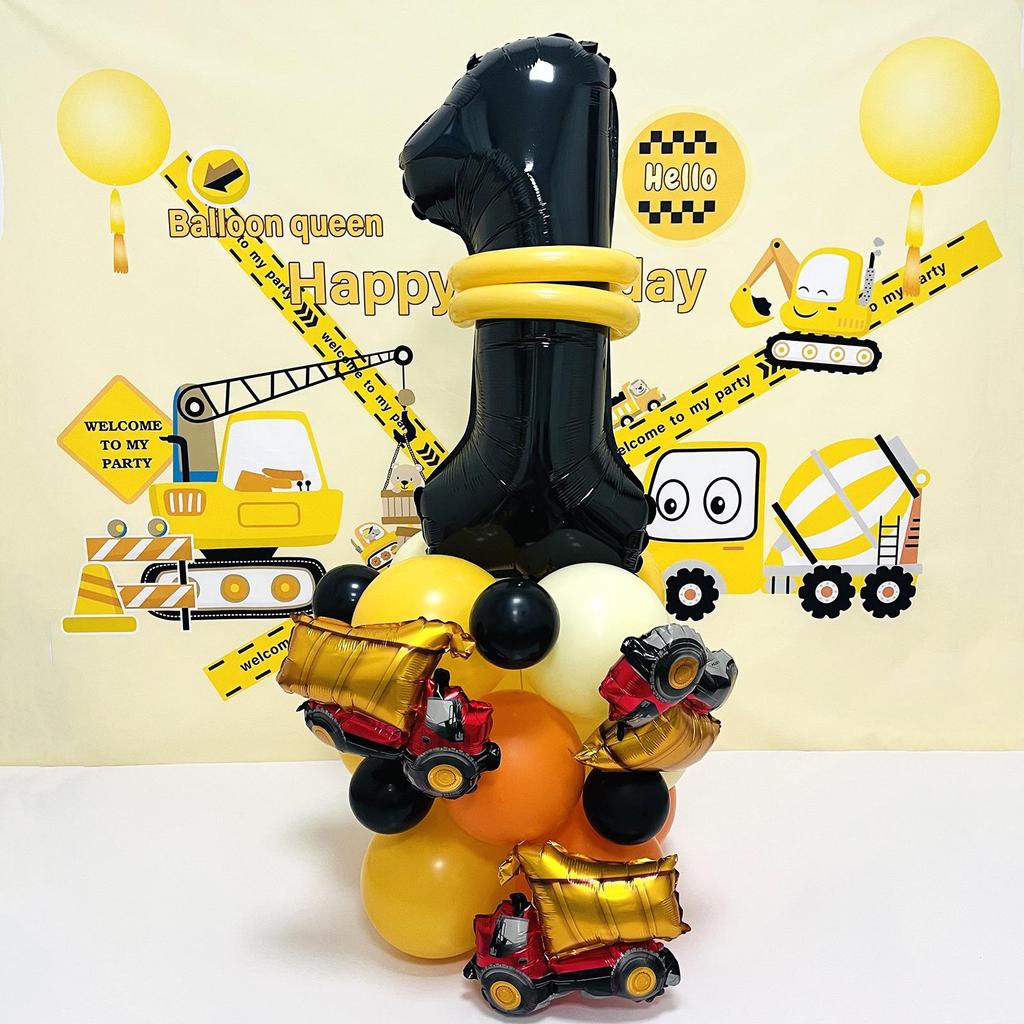 32" Black Car-Themed Number Balloon Set for Events