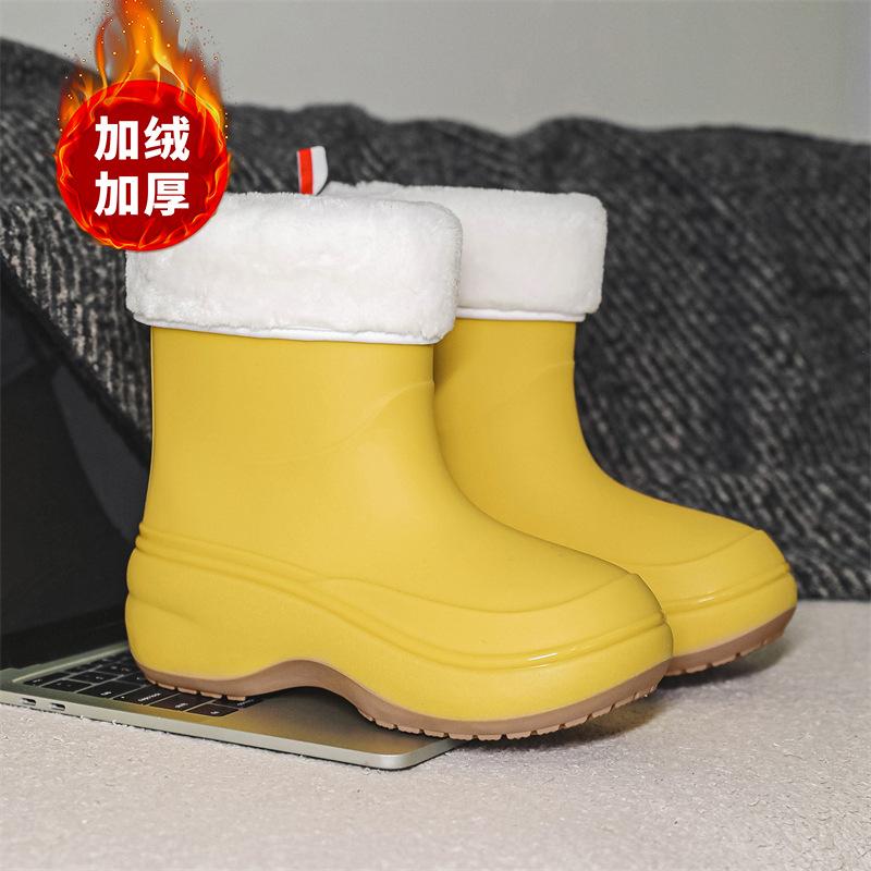 Fashion Rain Shoes Women's Short Rain Boots Waterproof and Sweet Solid Color Rubber Shoes Kitchen Non-slip Car Wash Work Wear-resistant