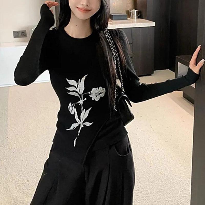 

Lu Si Floral Round Neck Sleeveless Vest Top & Women s Black Long Sleeve Base Layer Top Medium чорний