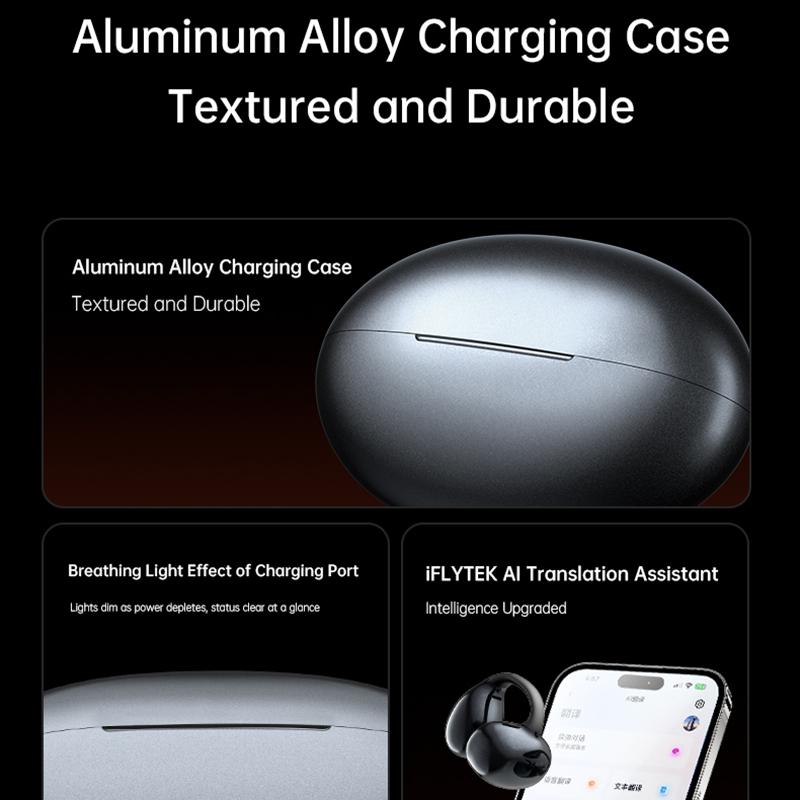 AlongChoice Ai Wireless Earphones Bluetooth 6.0 Headset Noise Cancel Microphone Painless Wear