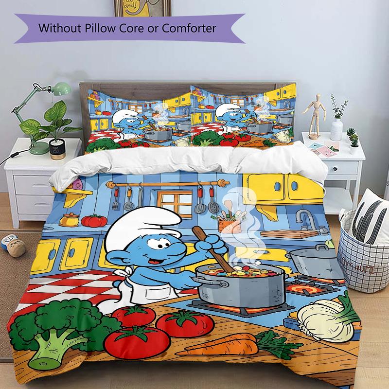 Smurf Kitchen Print 3Pcs Bedding Setduvet Cover With 2 Bedropillowcase Home Birthday Gift