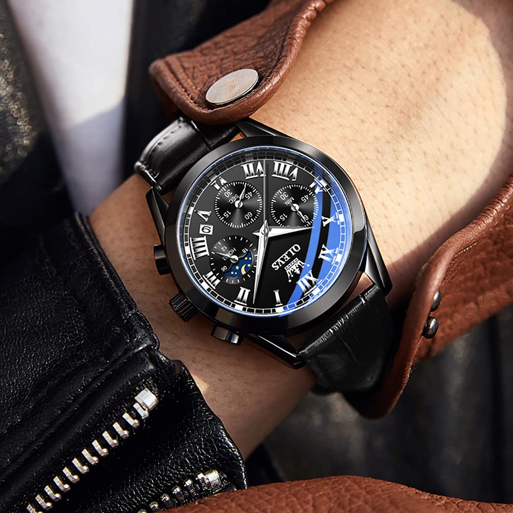 OLEVS Men's Business Wristwatch, Waterproof, Stylish, Stainless Steel Band, Quartz Movement, Analog, Casual, Father's Day Gift