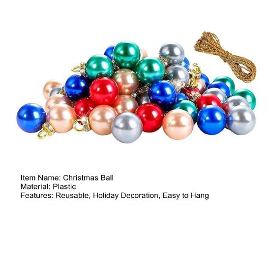 60Pcs 16MM Mini Christmas Ball Shatterproof Plastic Reusable Holiday Decoration Xmas Tree Hanging Colorful Glossy Ball Ornament Pendant