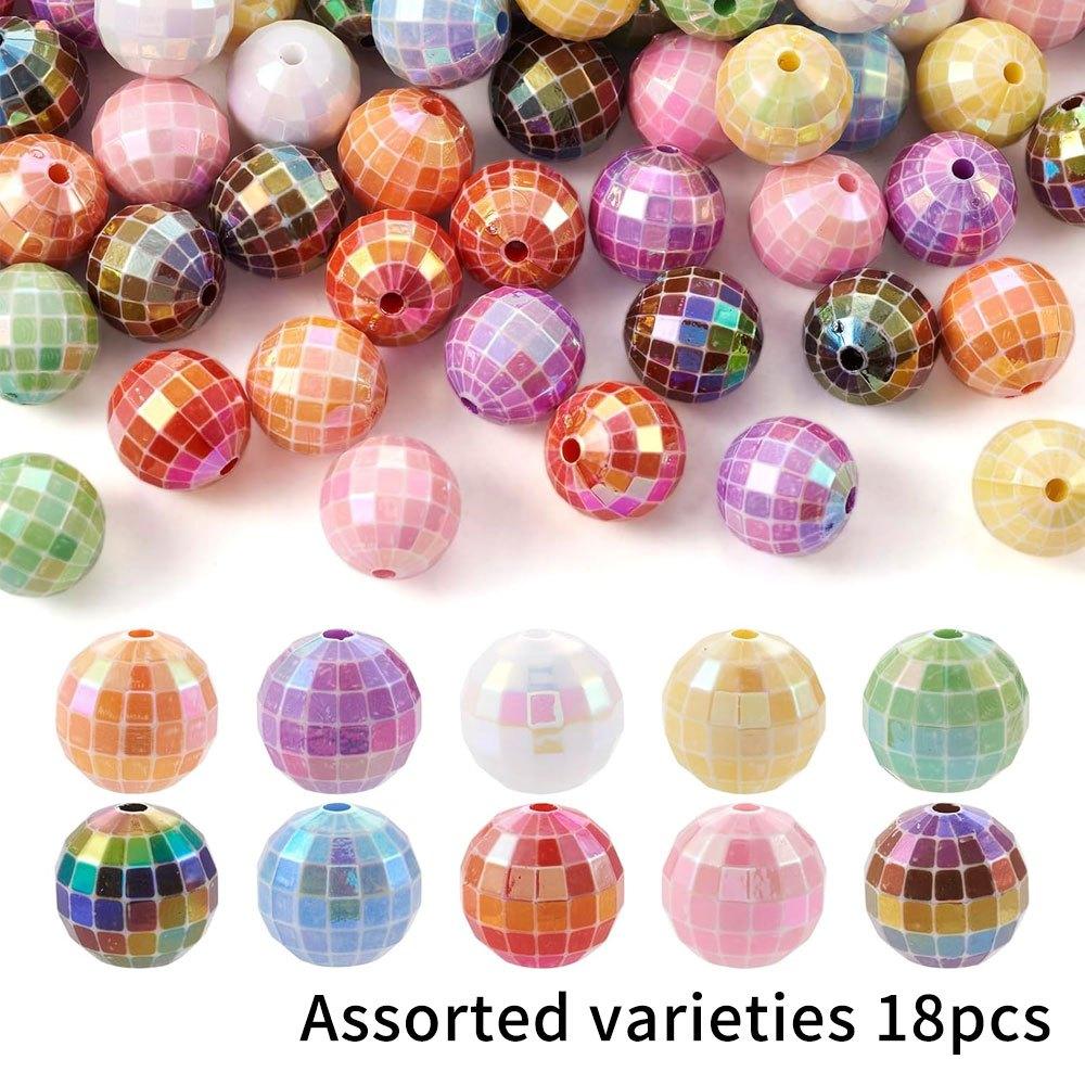

18/60 шт. Акриловые бусины в виде диско-шара, радужные бусины, бусины из жевательной резинки, ручка для поделок, браслет, ожерелье, серьги, брелок 18pcs