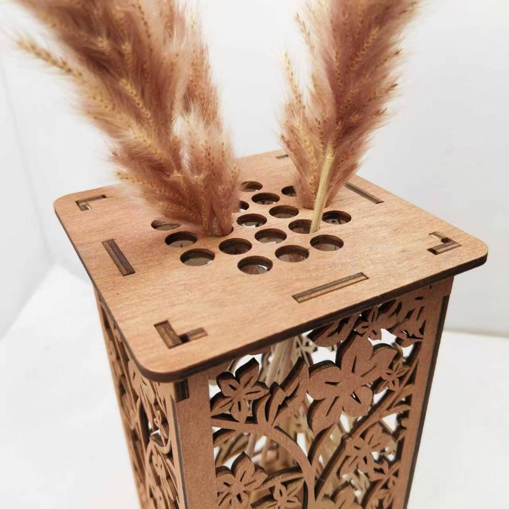 Wooden Vase Lightweight Carved Wooden Vase Floral Holder Gift Idea Decorative Object Rustic for Tabletop