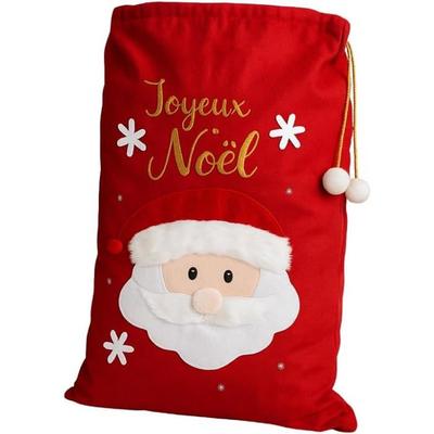 Large Christmas Stocking XL 100x60 Cm – Embroidered 3D Gift Bag “Merry Christmas” with Santa Claus Motif, Decoration and Party Packaging