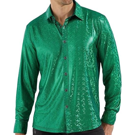 

Весна Осень Мужская Рубашка Глянцевая Поверхность Однобортный Отложной Воротник Кардиган Длинные Рукава Косплей L зелёный