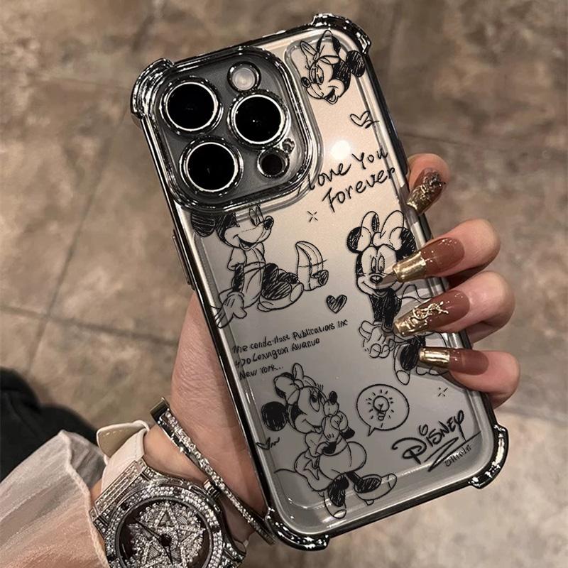 

Graffiti M-Mickey Minnies Plating Phone Case For Samsung S26 S25 S24 S23 S22 S21 S20 FE Note20 Edge Plus Ultra 4G 5G Anti Airbag Samsung S25 FE