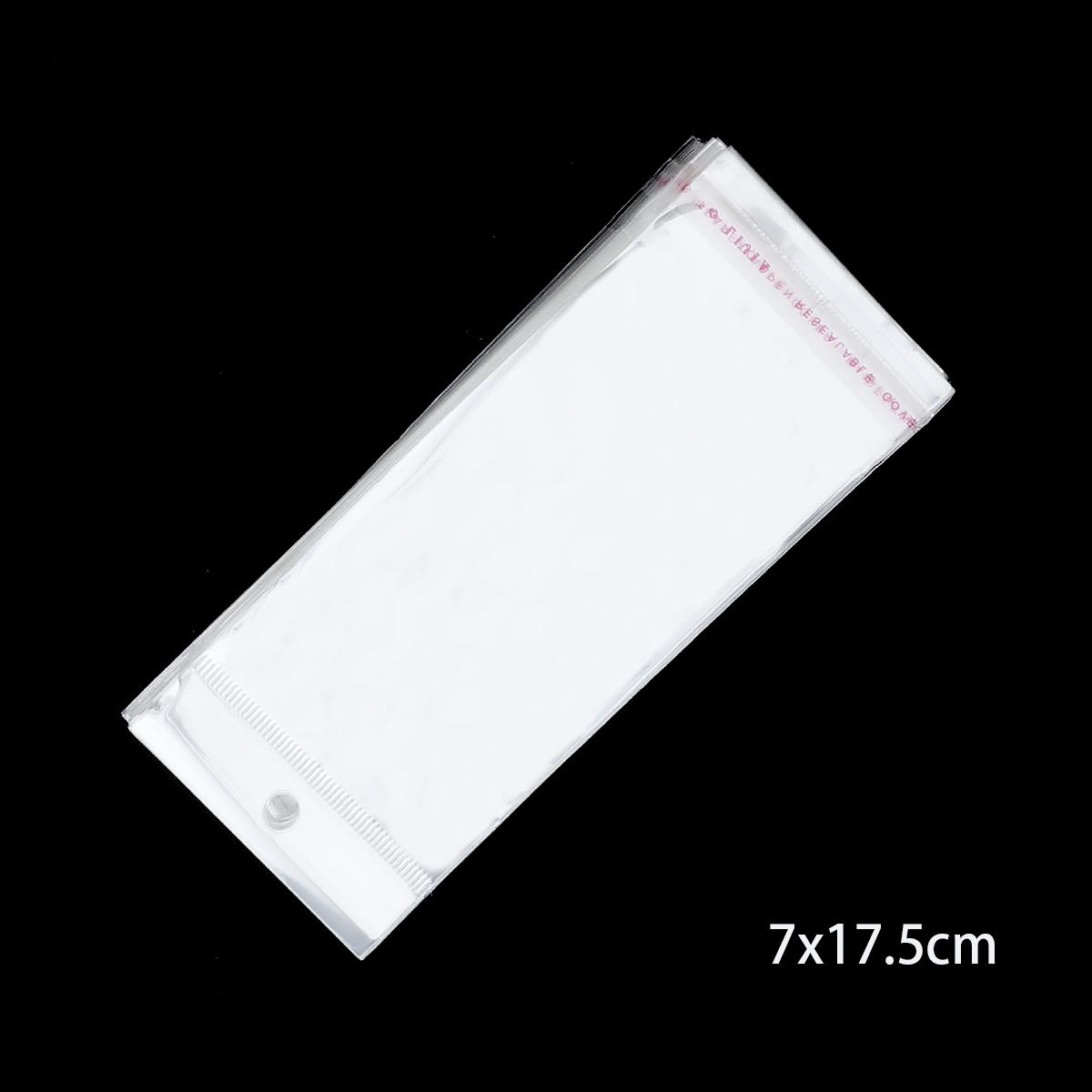 

100 шт. Прозрачный самоклеящийся пластиковый пакет для хранения OPP Poly Pack Bag с отверстием для подвешивания Сумка для розничной упаковки 7*17.5CM