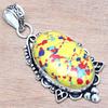 Pendant Mosaic Jasper Gemstone Gift For Her Silver Jewelry 2.25"