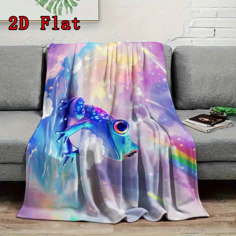 Rainbow frog 2D Flat Pattern Flannel Blanket High quality All Seasons Warmth and Comfort Perfect for Christmas Gifts.PMT0914256