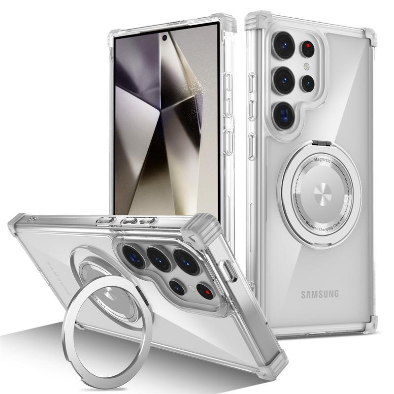 Applicable to Samsung S26Ultra magnetic mobile phone case Golden Shield rotating bracket S25Ultra anti-drop S24 protective case