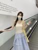 Sommer Koreanischer Stil Schlanke Passform Kontrastfarbe Zweiteiliges Design Camisole - Reines Baumwoll-Westen-Top