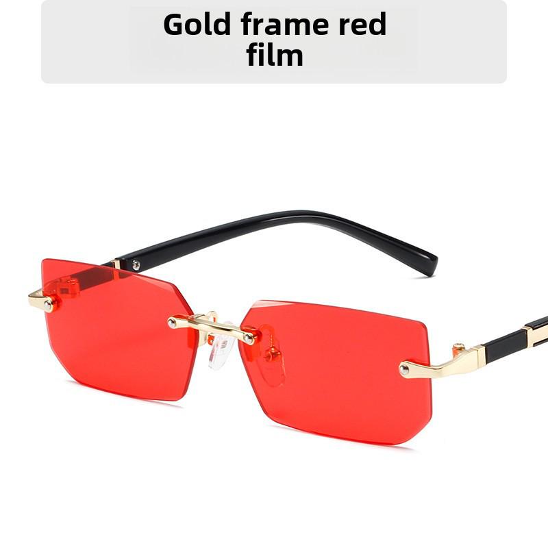 

Модные квадратные солнцезащитные очки без оправы с цветными линзами Ocean и металлической текстурой As shown in image