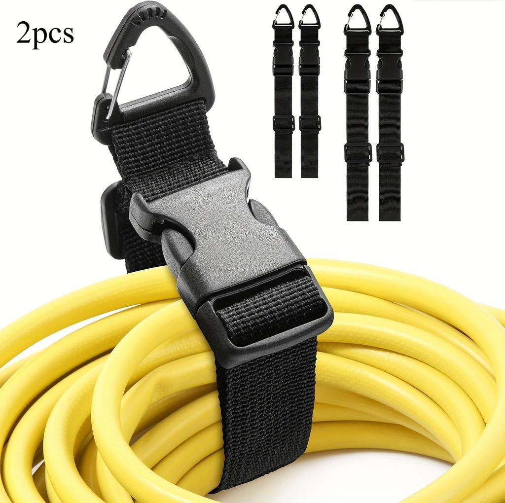 45cm Black Adjustable Extension Cord Organizer with 3-Axis Buckle - Heavy-Duty Storage Strap for Workshop & Garage Organization