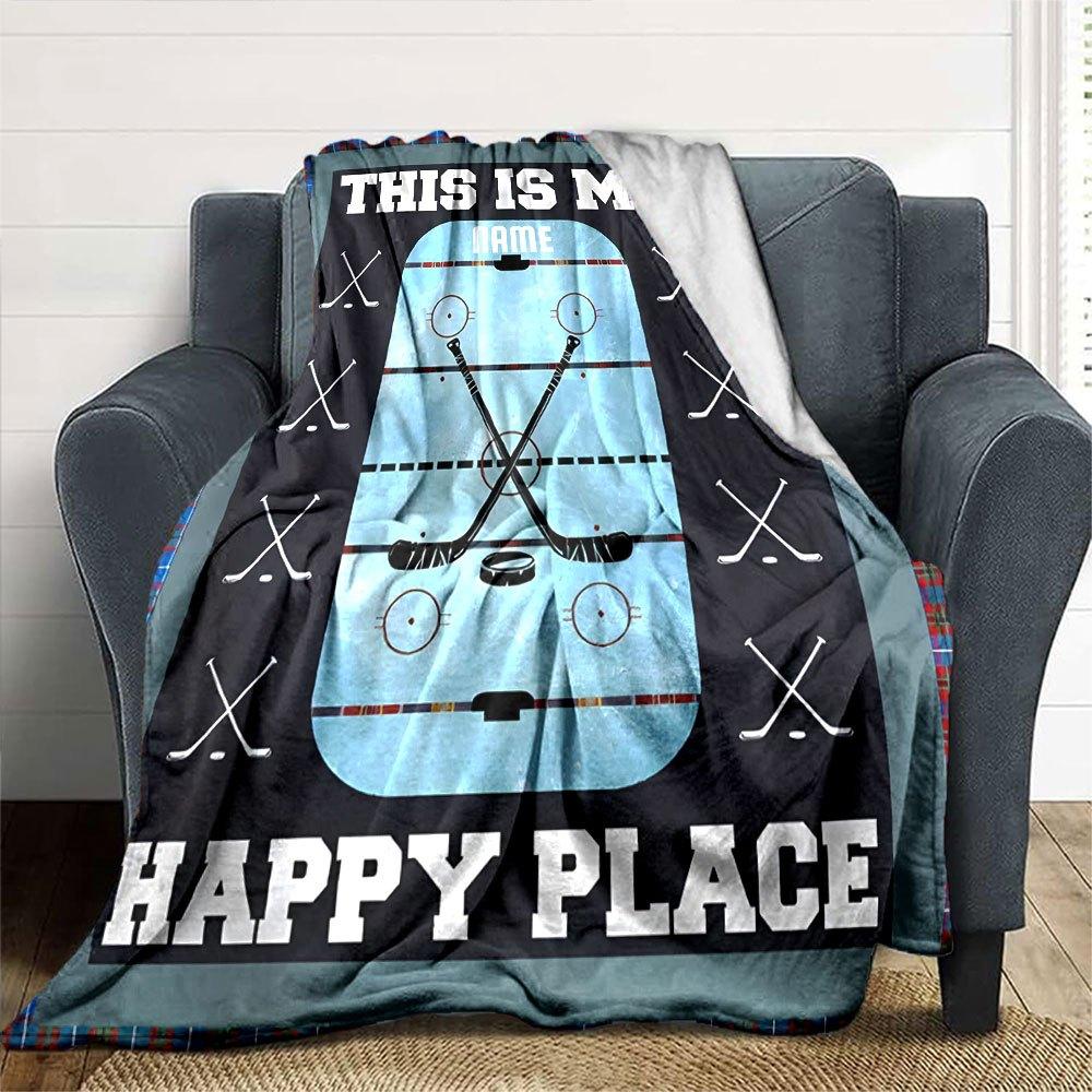 Hockey Ice Rink Customize Your Name Home Blankets Soft Cozy Lightweight Versatile For All Seasons Perfect For Picnics Sofa Office Bed Living Room