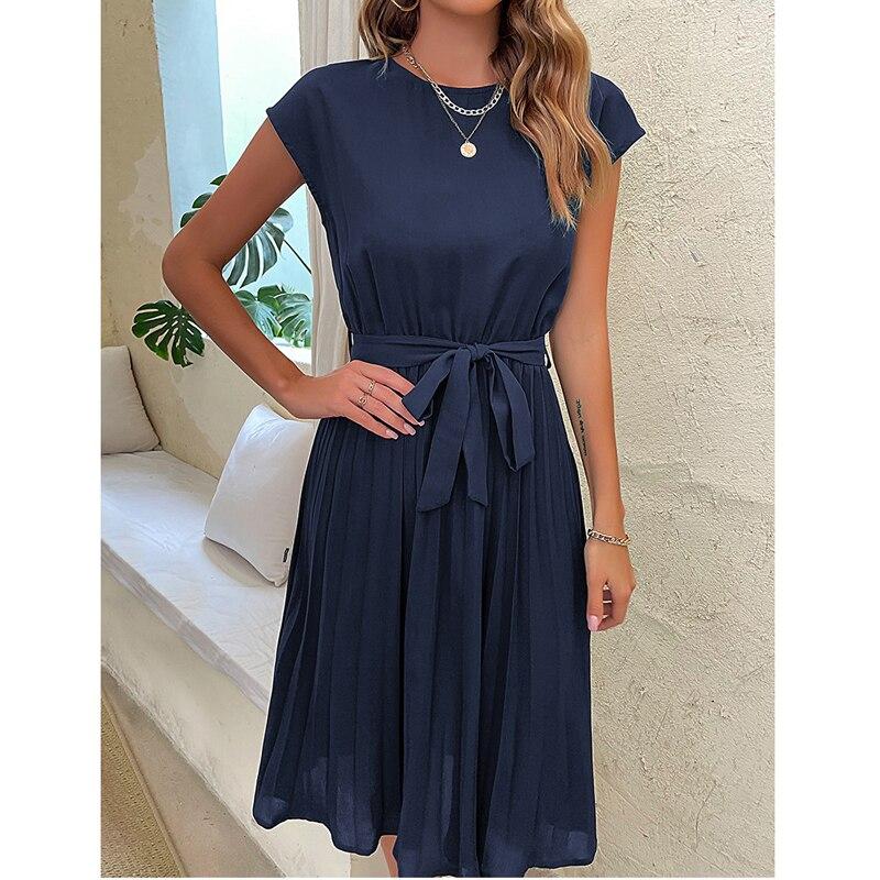 Rochie de petrecere fără mâneci de primăvară vară, linie A, modă pentru femei, elegantă, de vacanță, birou, rochii de damă, talie înaltă, lejeră, rochie lungă 24708