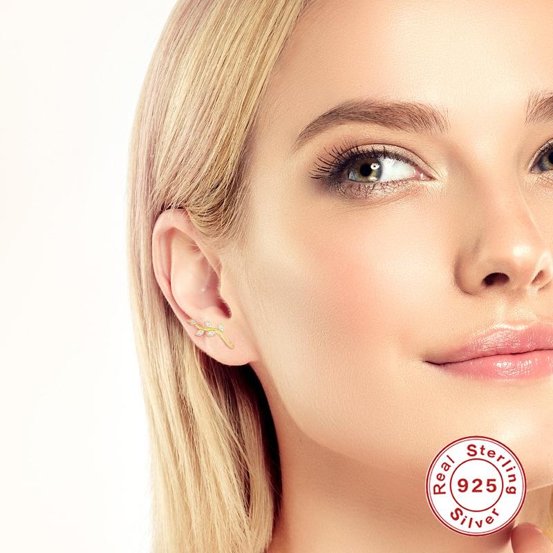 S925 Sterling Silver Personalized Simple Branch Earrings, Fashion Trend Earclips Creative Wind Earrings Earrings