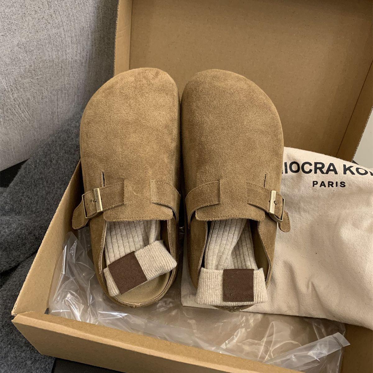 

Плоские повседневные универсальные туфли-мешки женские ретро взрывные туфли Muller уродливые милые Birkenstocks 2024 осень новые модели 35