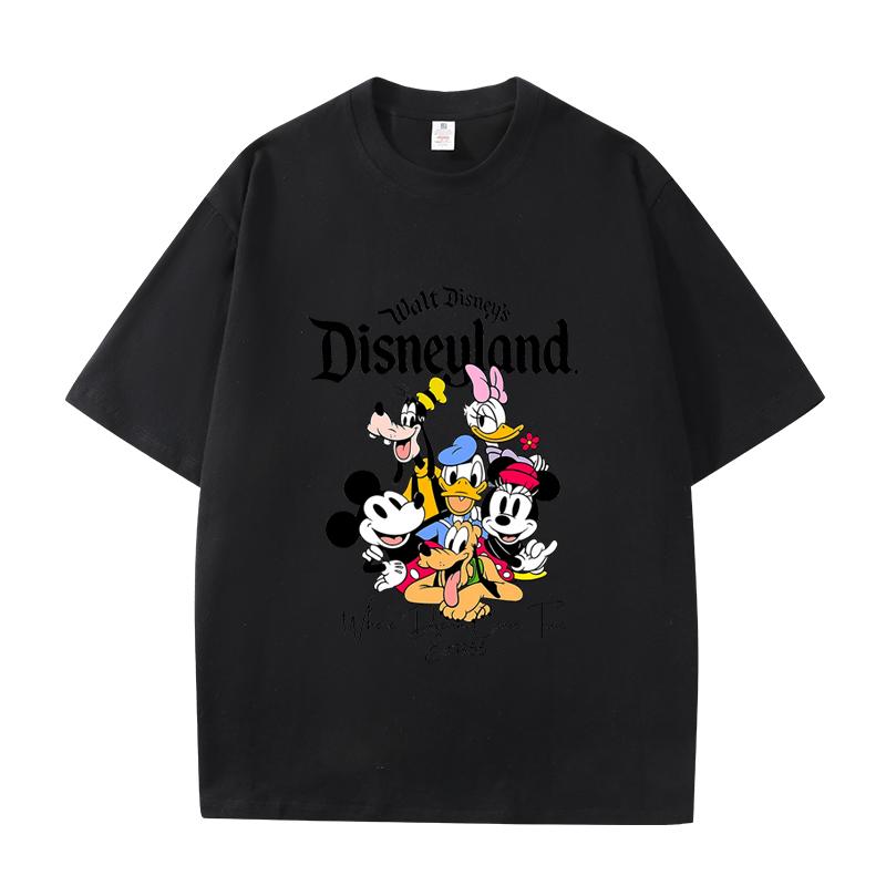 

D06-100 MINISO 2026 Summer High-quality Printed Pure Cotton Shoulder Style Men s and Women s Round Neck Short Sleeved Couple T-shirt S чёрный