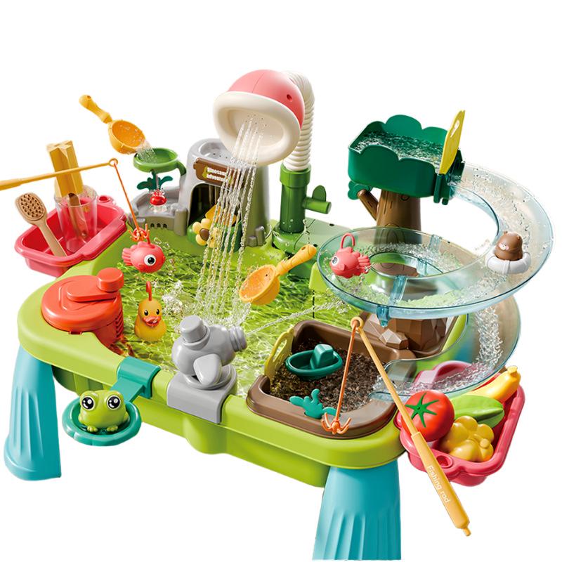 Kids' Interactive Water Play Table with Slide & Fishing Toys