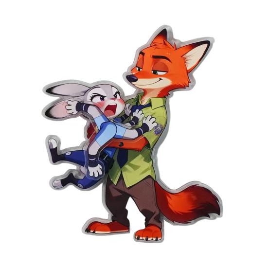 Drehbarer Fuchs Hase Kühlschrankmagnet Acryl Cartoon Filmfigur Tier Kühlschrankmagnet Heim Büro Küchendekoration Filmfans Geschenk