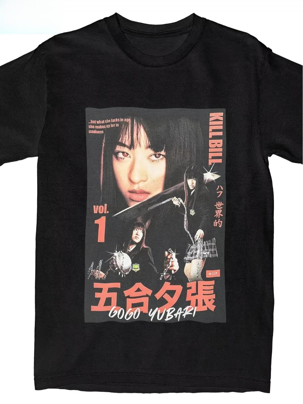 Men s Unisex Vintage Gogo Yubari T-Shirt 230gsm Heavyweight Short Sleeve Crew Neck Tee with Glossy Geometric Logo Print - Men... S разноцветный