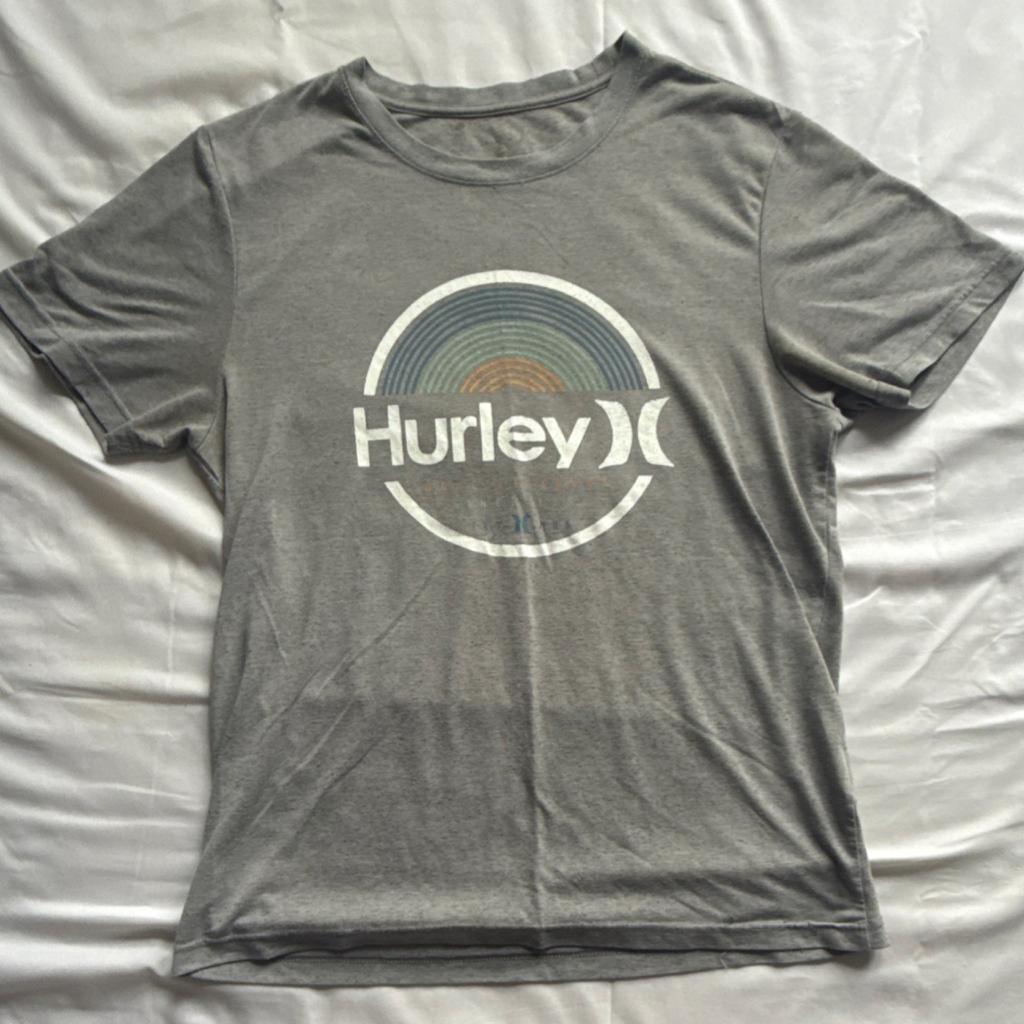 T-shirt da uomo Hurley Grigia con Logo Grafico, Taglia L, Girocollo, Manica Corta