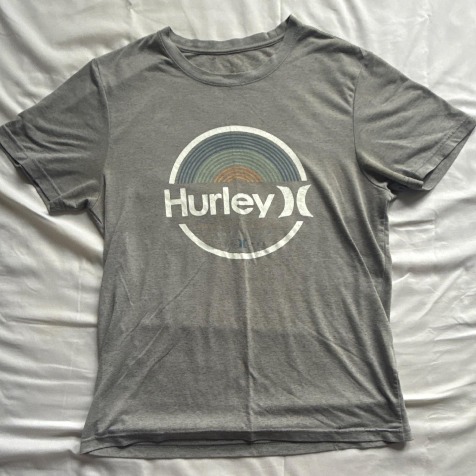 Hurley Graues T-Shirt mit Grafiklogo für Herren, Rundhalsausschnitt, Kurze Ärmel, Größe L XL bunt