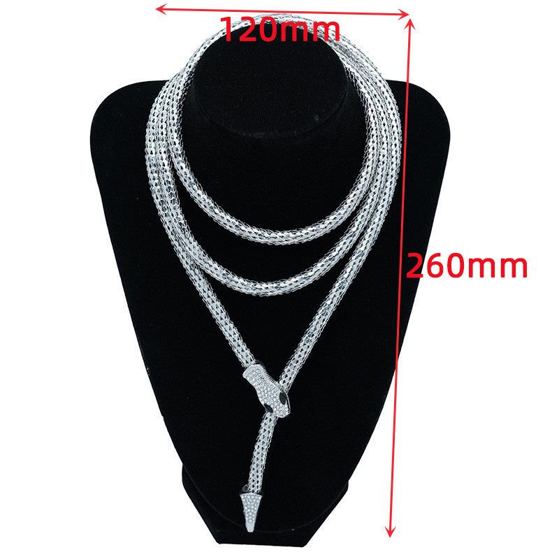 Wind-Encrusted Diamond Trendy Cool Snake Necklace High-End Sense Personalized Long Collar High-End Sense Men'S And Women'S Fashion Accessories