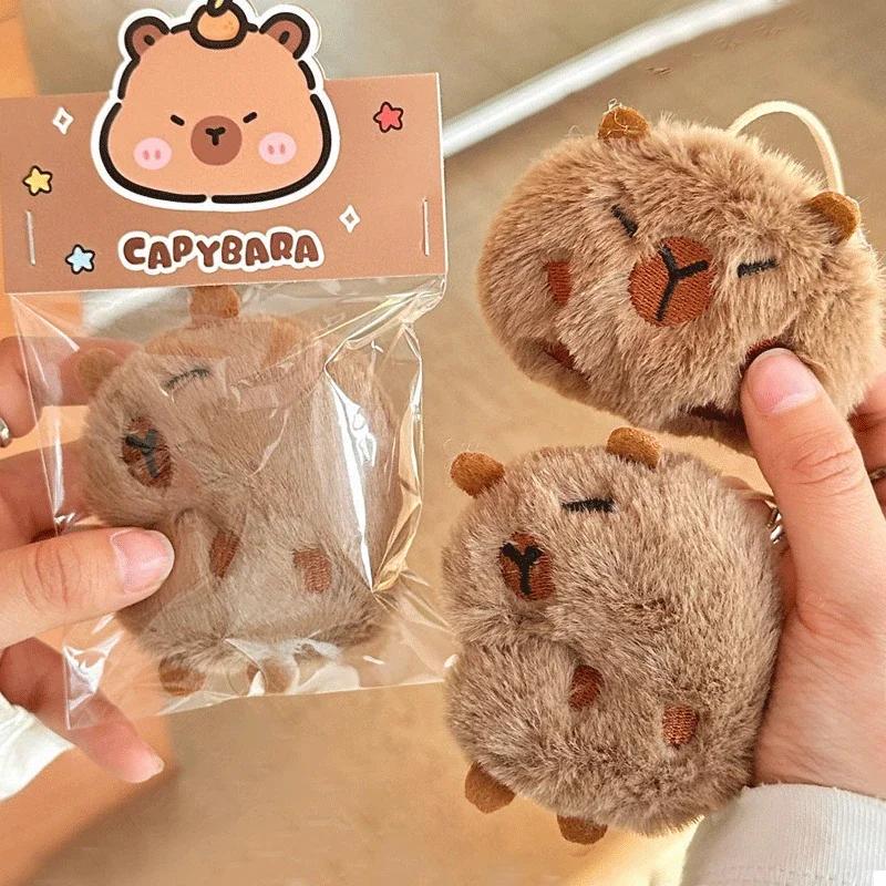 1/3pcs Cute Cartoon Capybara Plush Doll Brooch Bag Decoration Creative Fluffy Animals Stuffed Badge Pin For Women Birthday Gift