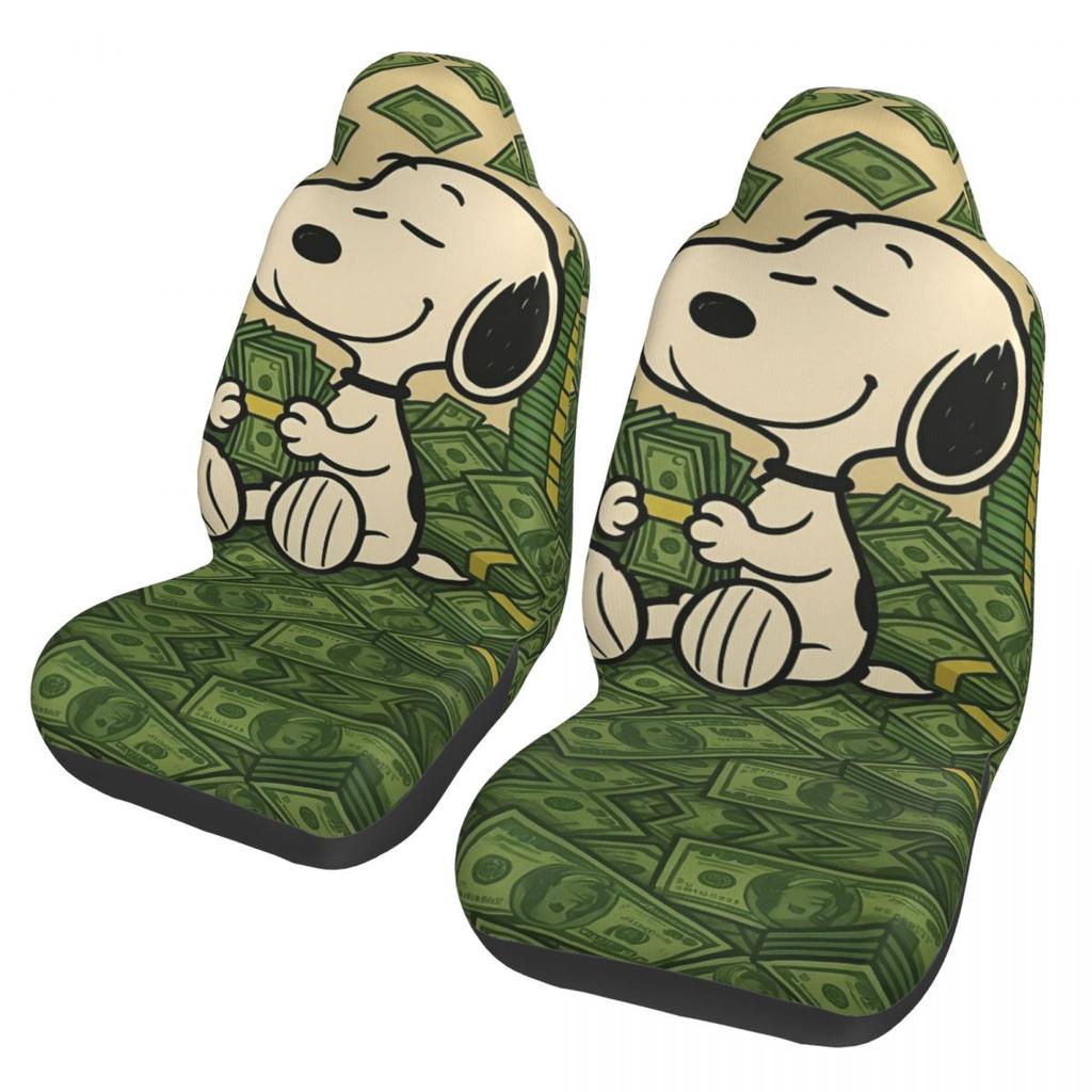 Snoopy's Leuke Honden Autostoelhoezen Voorstoelen 2 Stuks Auto Interieur Bescherming Universele Pasvorm Voor Vrachtwagens Bestelwagens Suv's Sedans