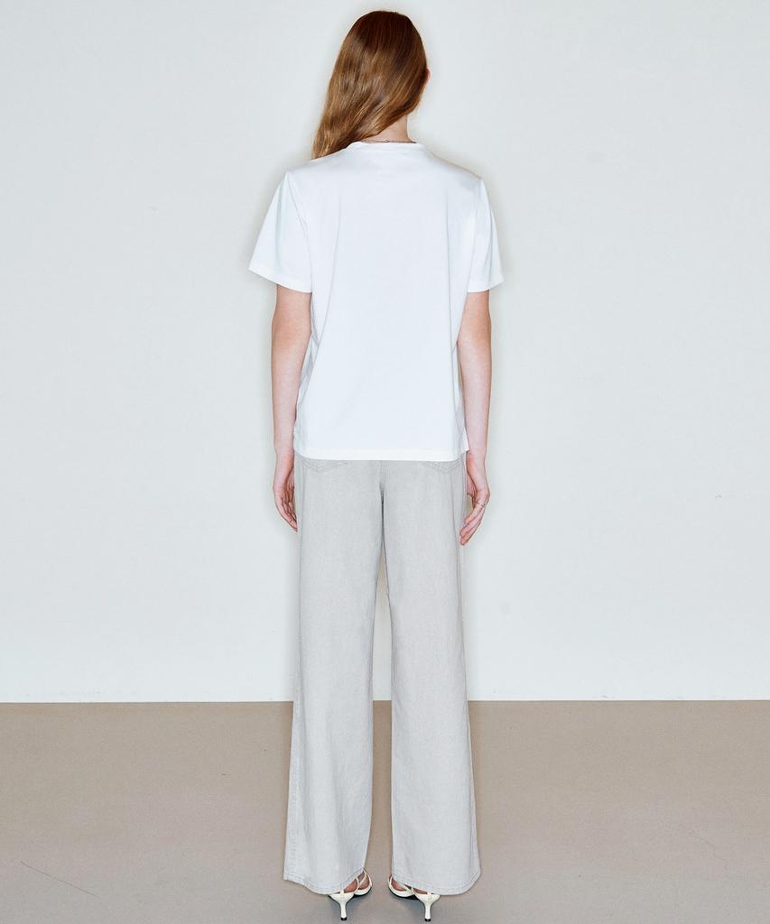 Ssikeoseun Printed Round Neck T-Shirts_White