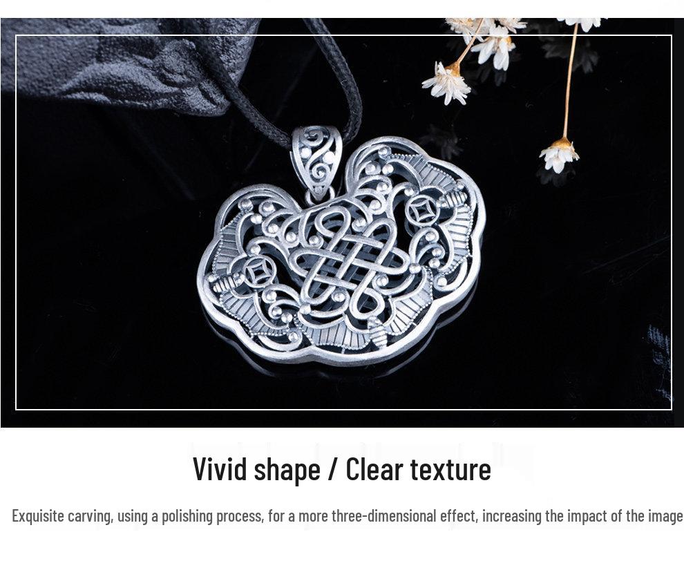 Sterling Silver Bat & Longevity Lock Pendant Necklace for Men & Women - Retro Sweater Chain Full Moon Gift