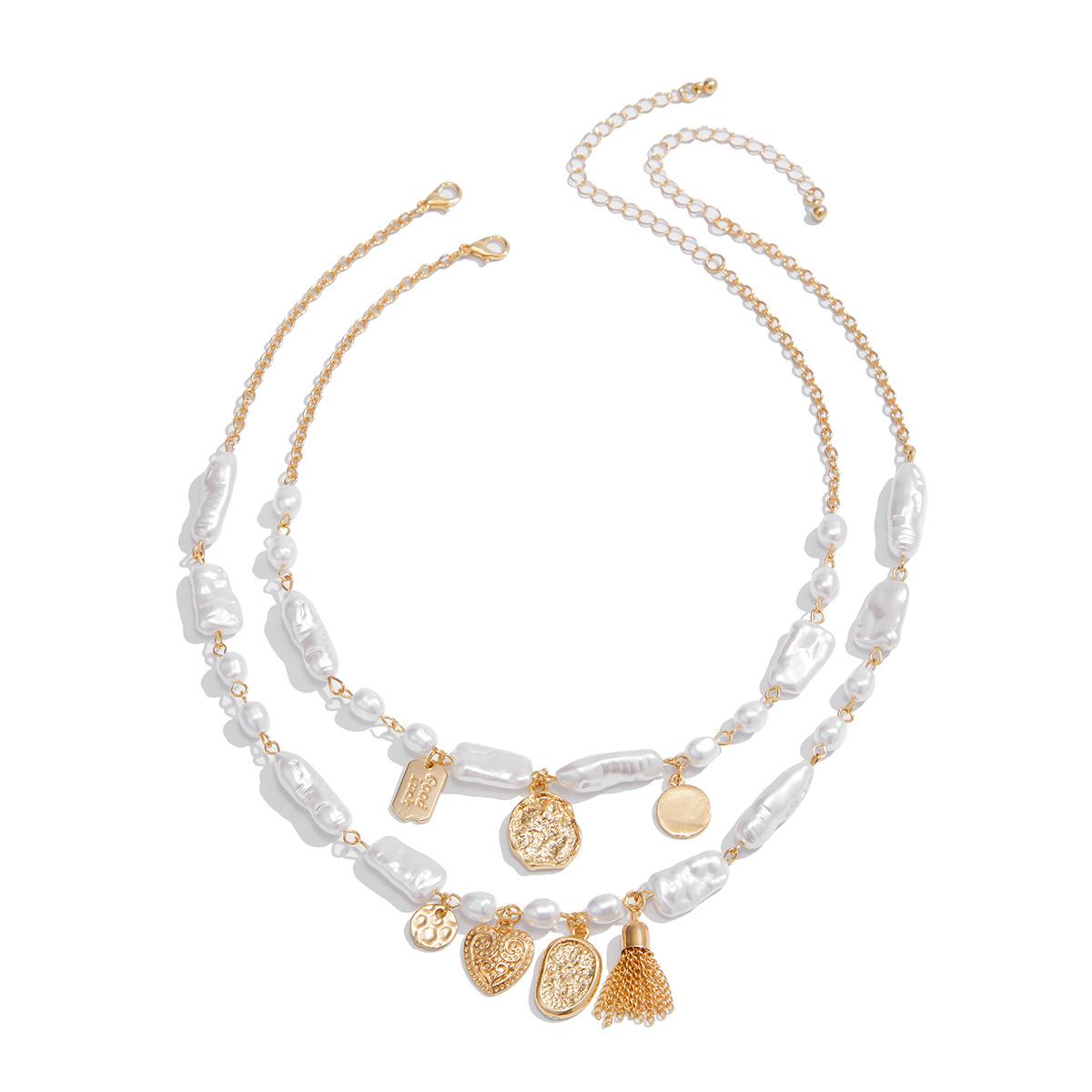 

2 шт./компл. Барочное ожерелье из искусственного жемчуга для женщин, креативный геометрический кулон, ювелирные аксессуары