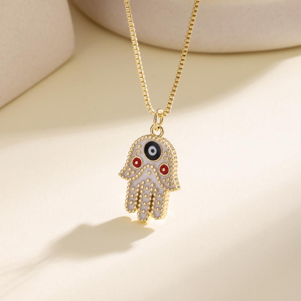 Nidin Fashion Necklace Lucky Hamsa Hand Evil Eye Pendant For Women Men Colorful Enamel Turkish Protection Amulet Jewelry Gifts