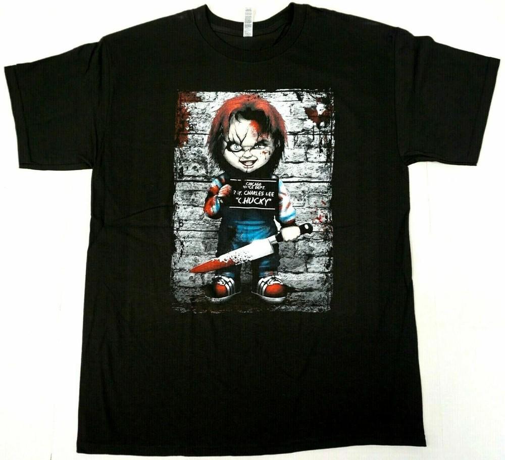 CHUCKY T-shirt Child's Play Doll Toy Horror Movie Mug Shot Tee Men's New Unisex T-Shirt