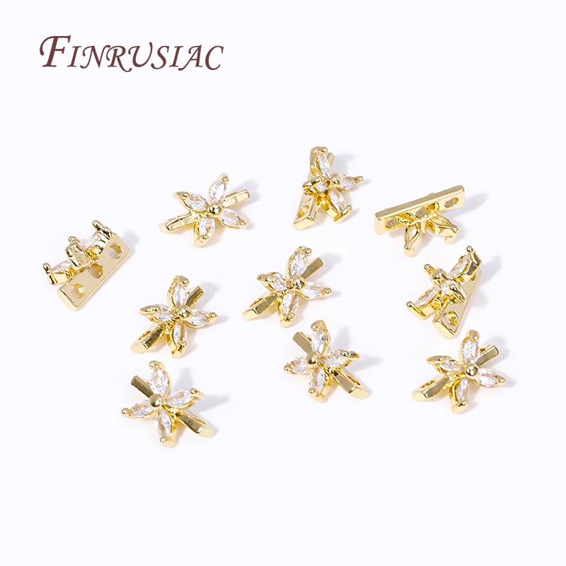 18K Gold Plated 3 Hole Separators for Beads, Inlaid Zircon Beads Separators Accessories,Handmade DIY Beading Jewelry Fittings