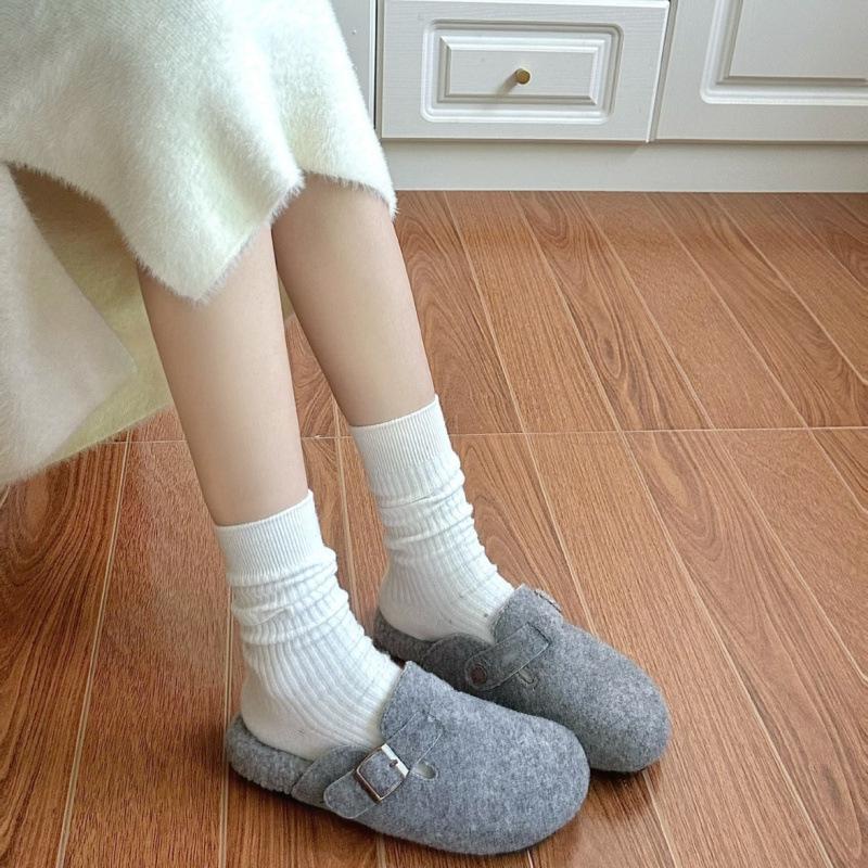 

Баотоу полутапочки шерстяные тапочки женские зимние новые толстоподошвенные бархатные шерстяные хлопковые мопы 40