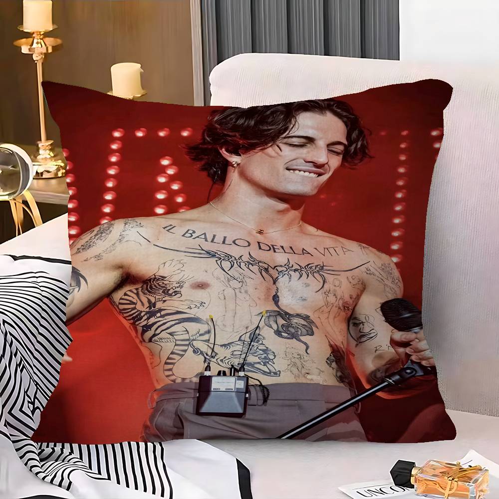 M-Maneskin D-Damiano David Band Personalized picture text home decorative pillows Household Gifts 45x45cm