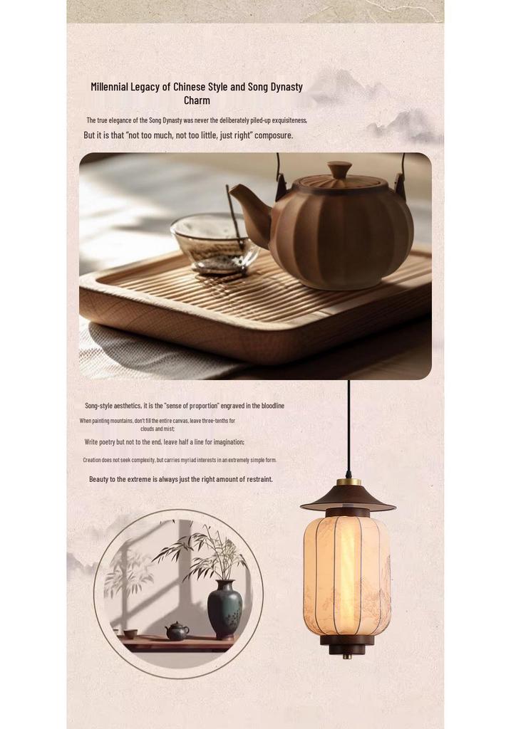 2026 Song Dynasty Aesthetic Pendant Light for Hallways, Dining Tables, and Tea Rooms