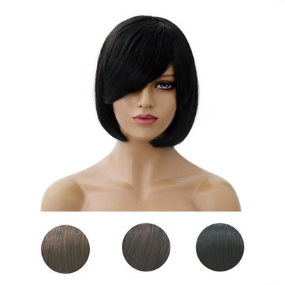 Femei înclinată Frisette scurtă negru drept extensie păr perucă cosplay de petrecere