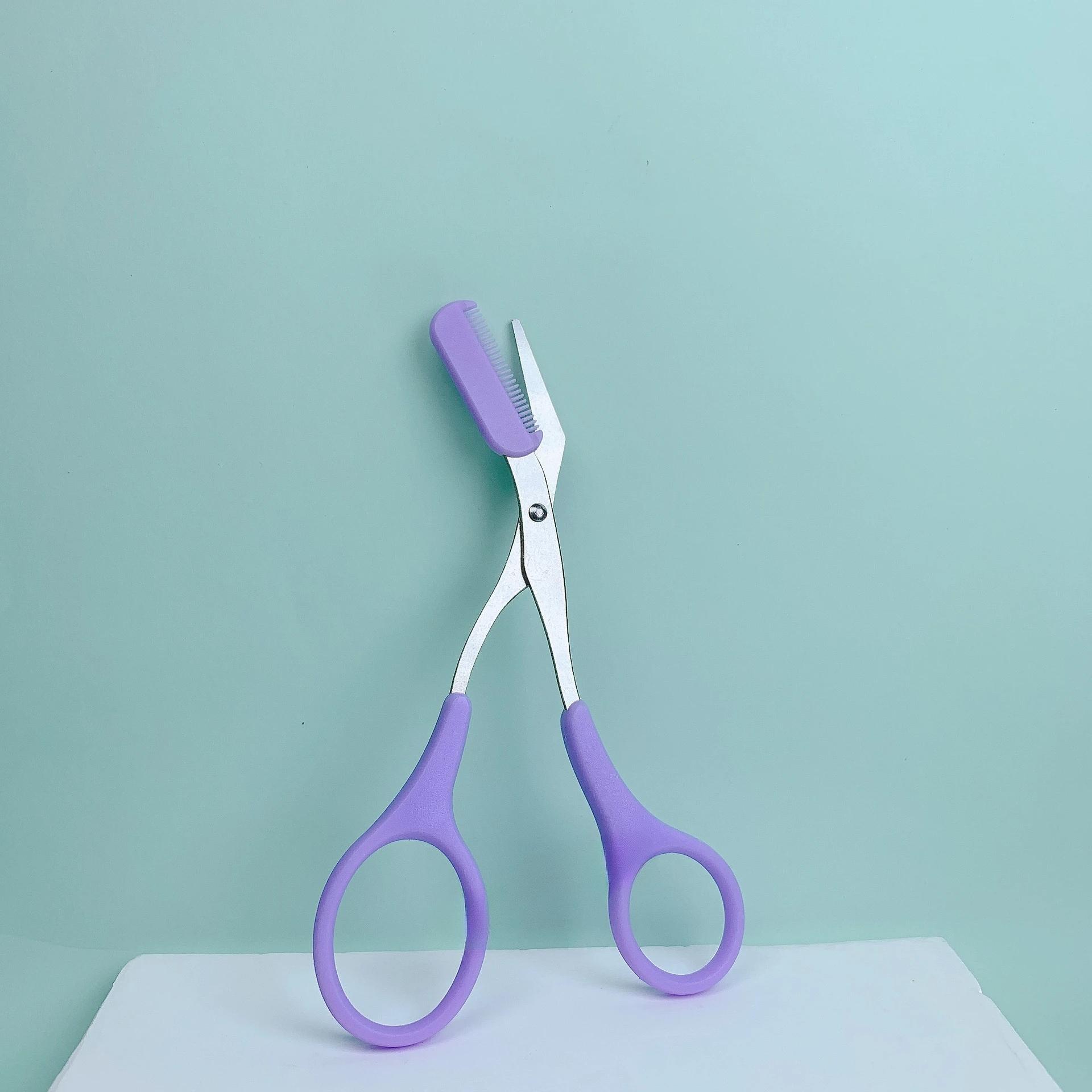 

1Pcs Eyebrow Trimmer Eyebrow Razor Scissor Stainless Steel Safe Anti Scratch Trimmer for Beginners Crescent Sharp Beauty Tool фиолетовый