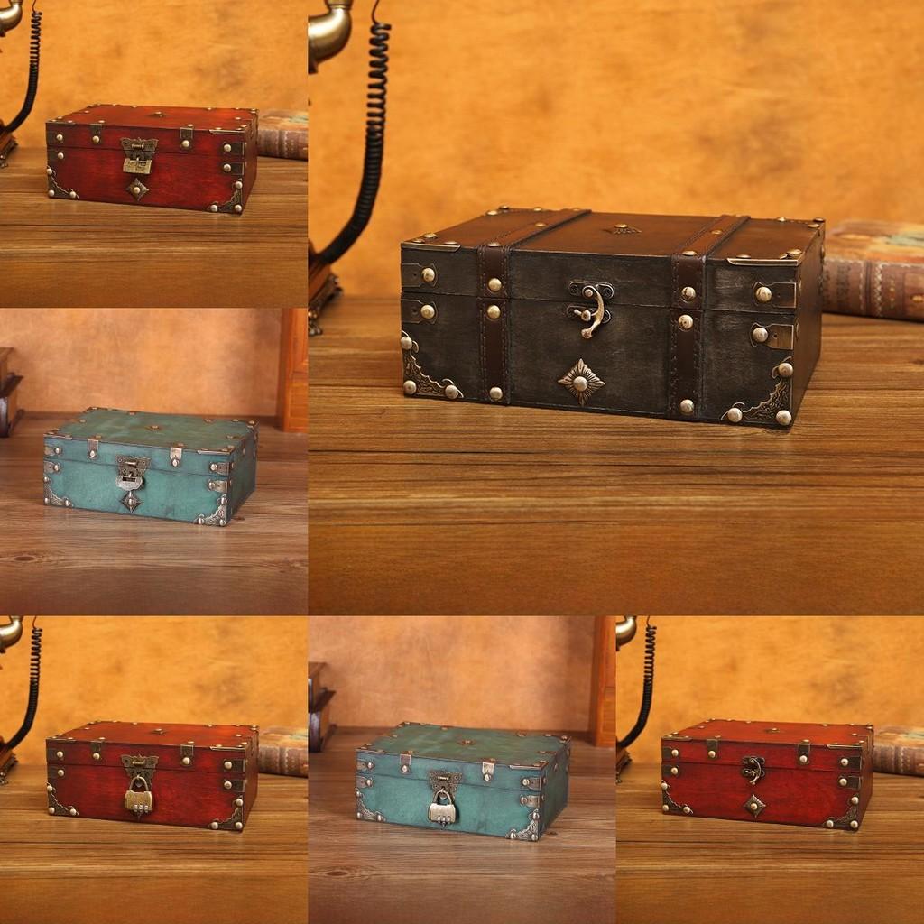 Wooden Retro Style Storage Boxes With Password Lock For Bedroom Organization